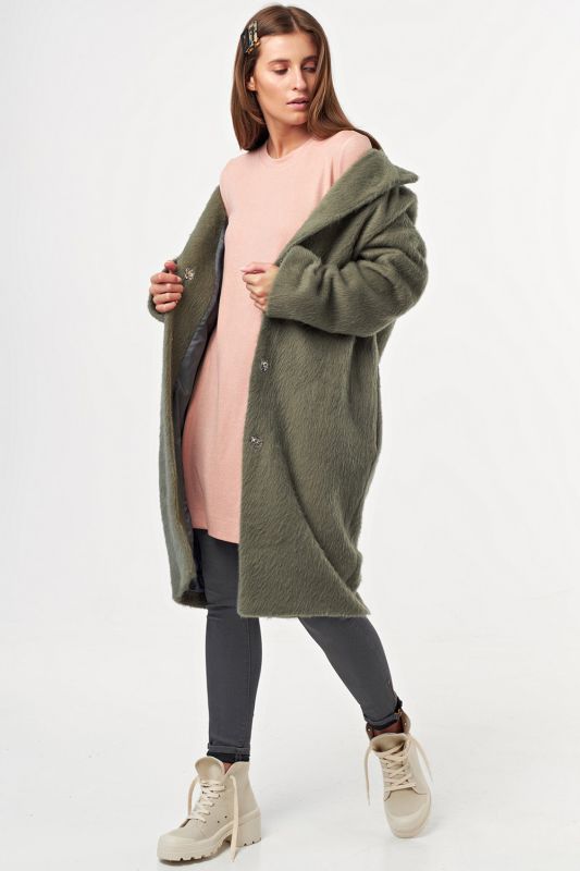 Khaki long overcoat demi seasonal overcoat