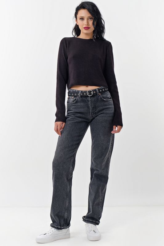 Black cotton cropped sweater