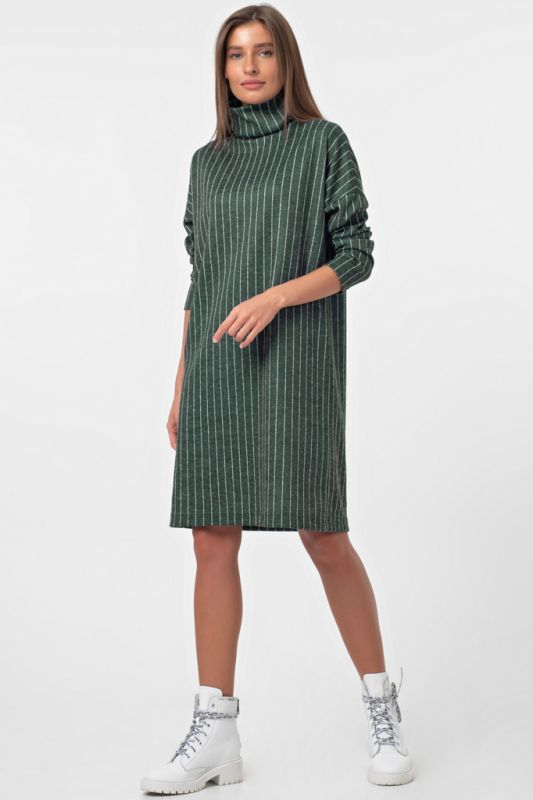 Striped Straight Neck Oversize Dress on Green