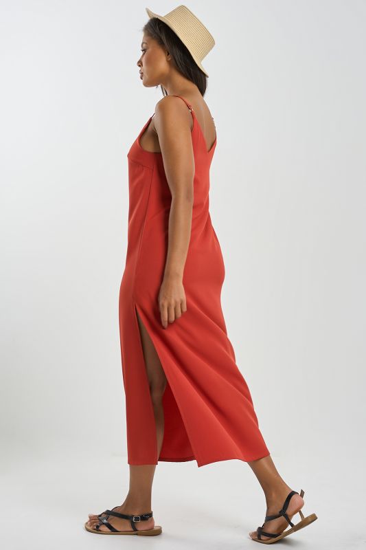 Terracotta high-cut combination dress