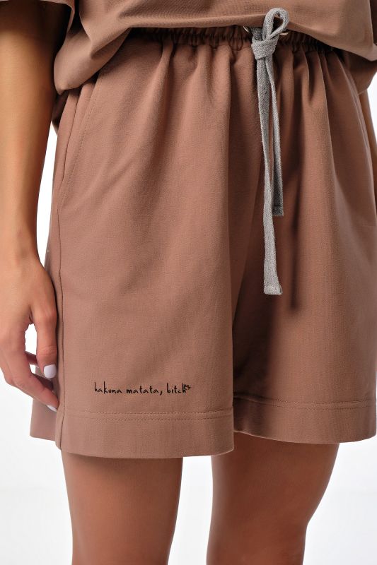 Summer sporty oversize suit with shorts Milk chocolate cotton shorts