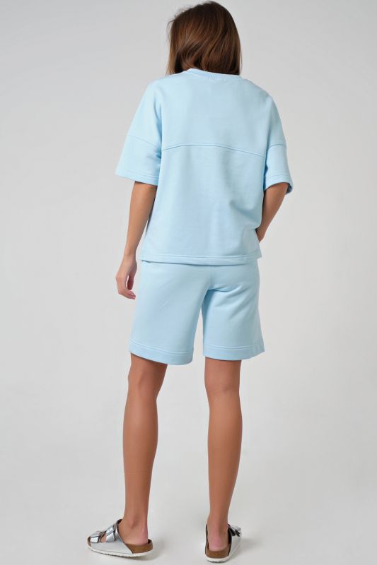 Summer sports suit with shorts and oversize T-shirt light blue