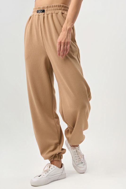 Textured jersey pants beige