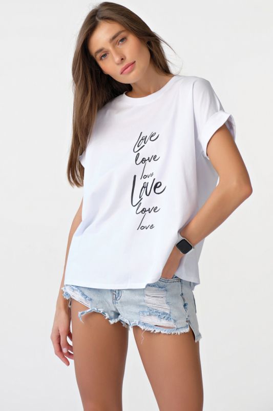 T-shirt over-size T-shirt with inscriptions white