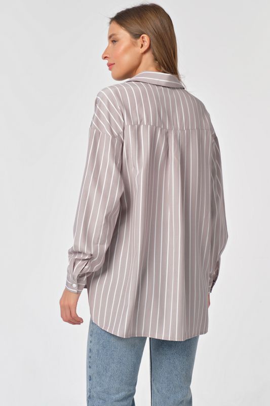 Shirt loose buttoned shirt with striped stripes on gray