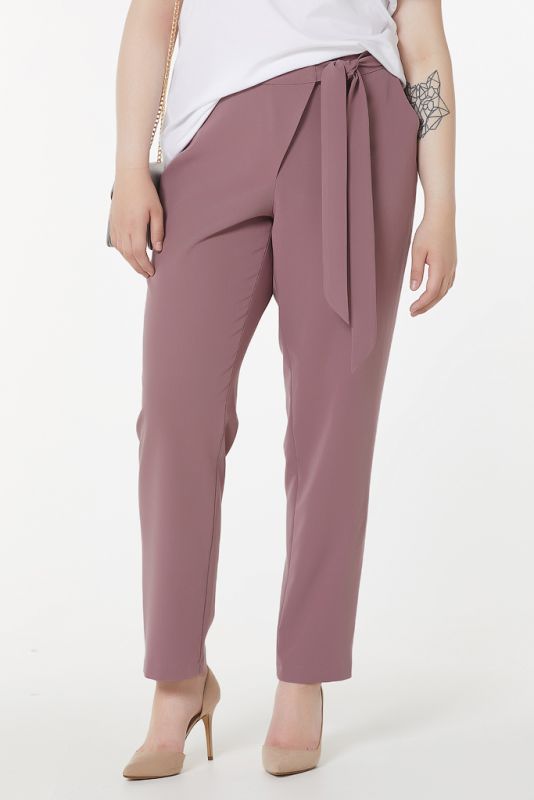 Straight summer pants in big sizes lilac