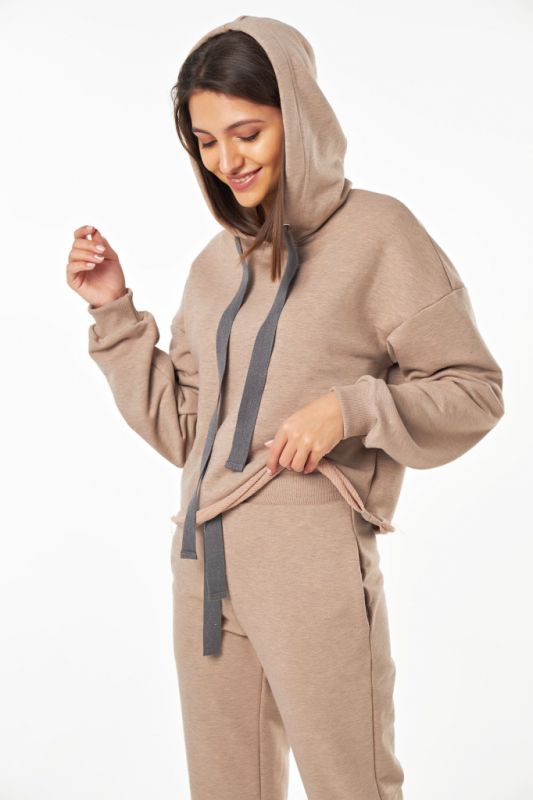 Beige m_lange cotton hooded knitted sports suit