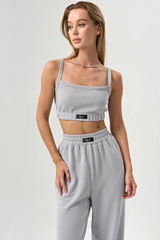 Tight knit strappy top in gray