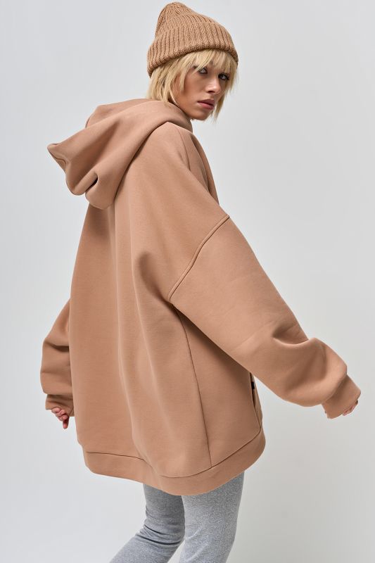 Fleece fleece hoodie beige