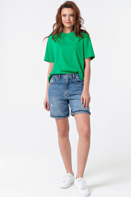 Basic jersey knitted cotton oversize T-shirt green