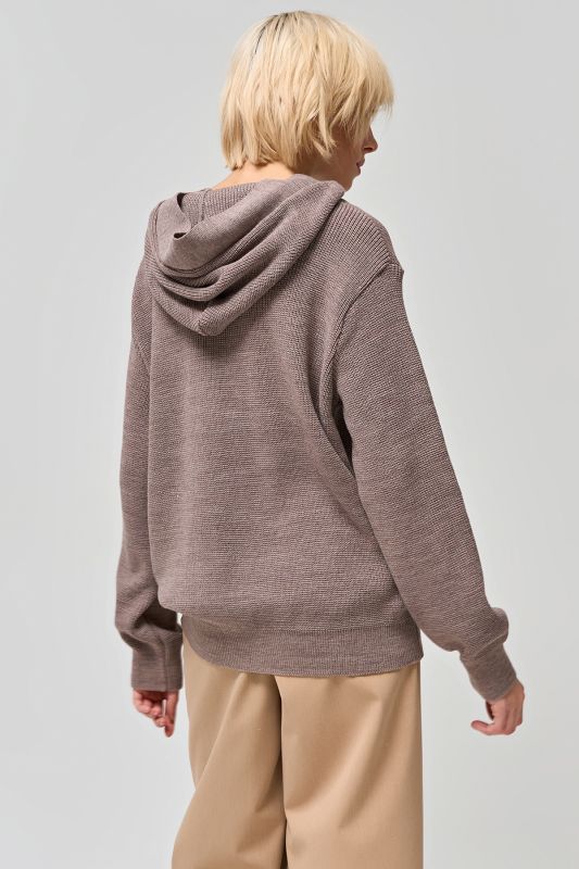 Cappuccino melange cotton hooded sweater