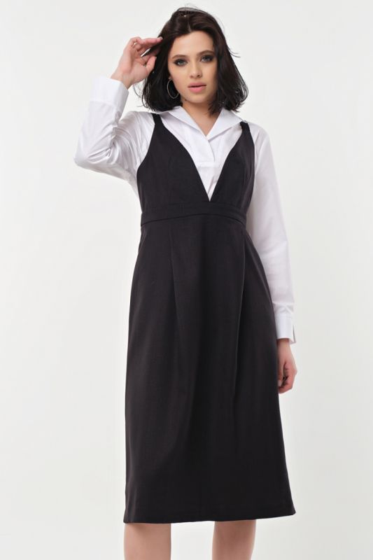 Office midi sundress under blouse black