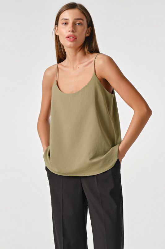 Free top with thin khaki straps