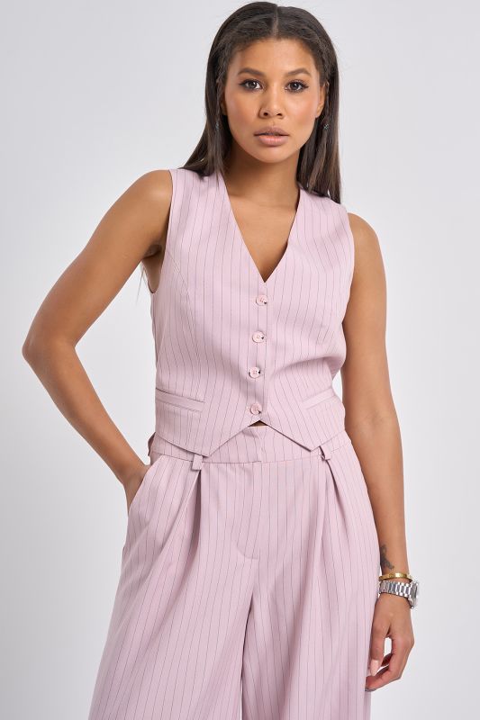 Milk pink pinstriped suit vest