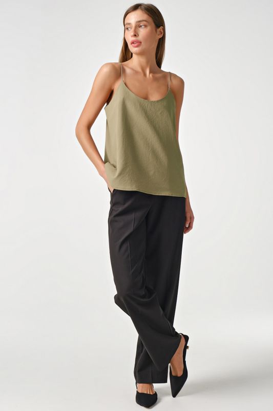 Free top with thin khaki straps