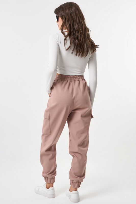 Beige Cotton Tight Cotton Cargo Trousers