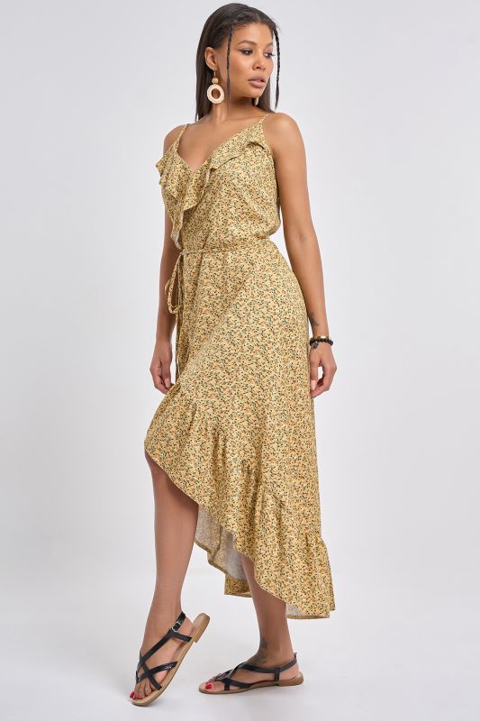 Sundress in small floral mustard