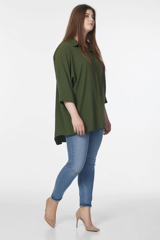 Oversize office blouse in large size green