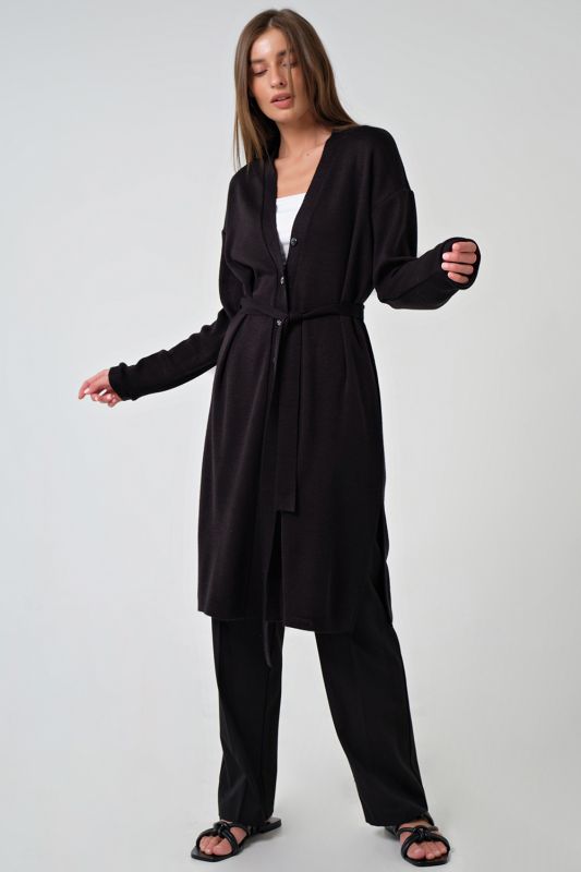 Long knitted cardigan with buttons black