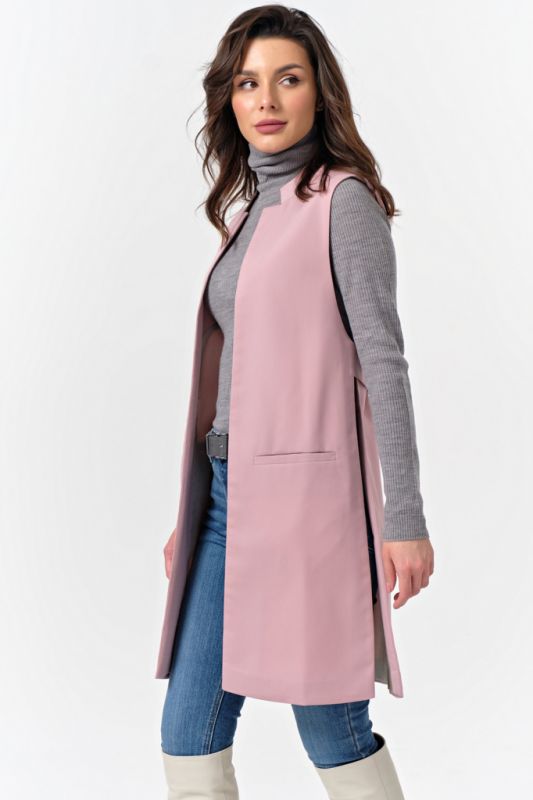 Classic long vest made of suit fabric dusty pink