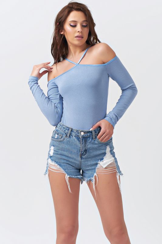 Long sleeve knitted body blue