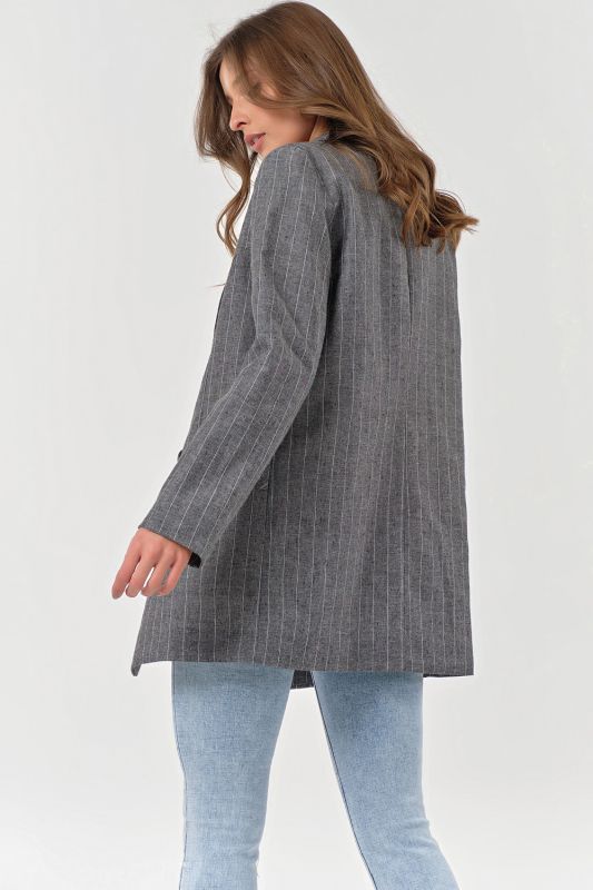 Summer double-breasted cotton striped jacket in gray