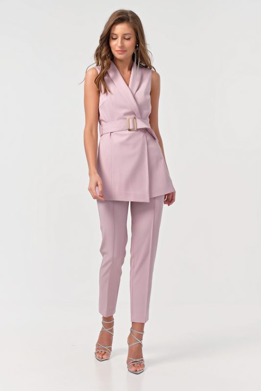 Office pants suit with vest smoky pink