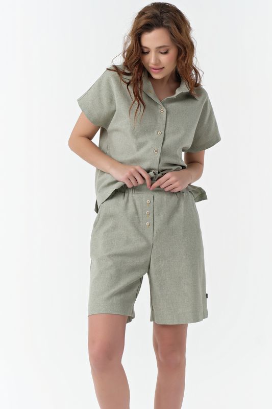 Sage cotton summer suit with shorts