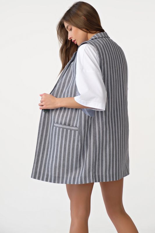 Long cotton striped summer vest on gray