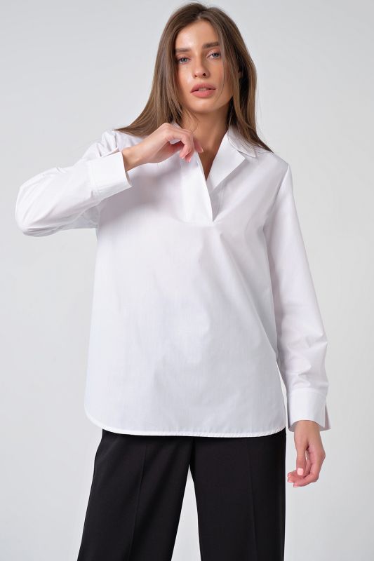 Long sleeve straight shirt without button white