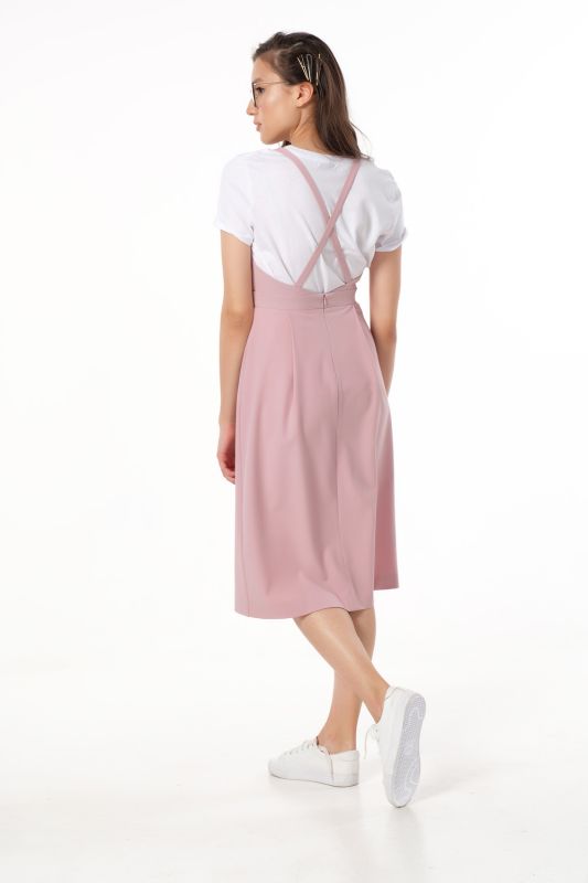 Office midi sundress under blouse in dusty pink