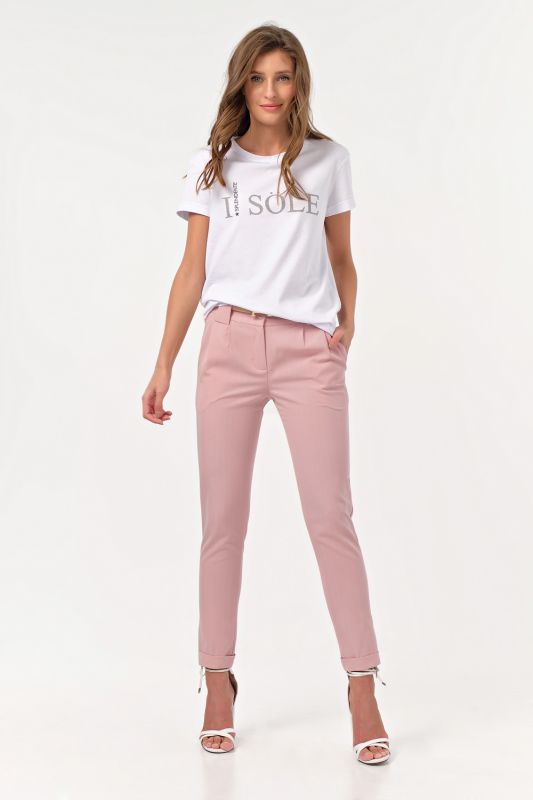 Summer slim pants for office pink