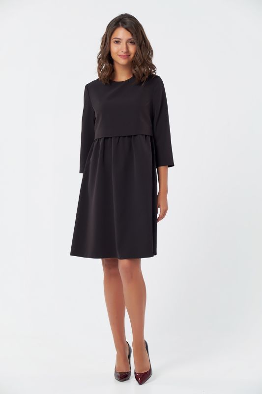 Black loose casual dress with gathers