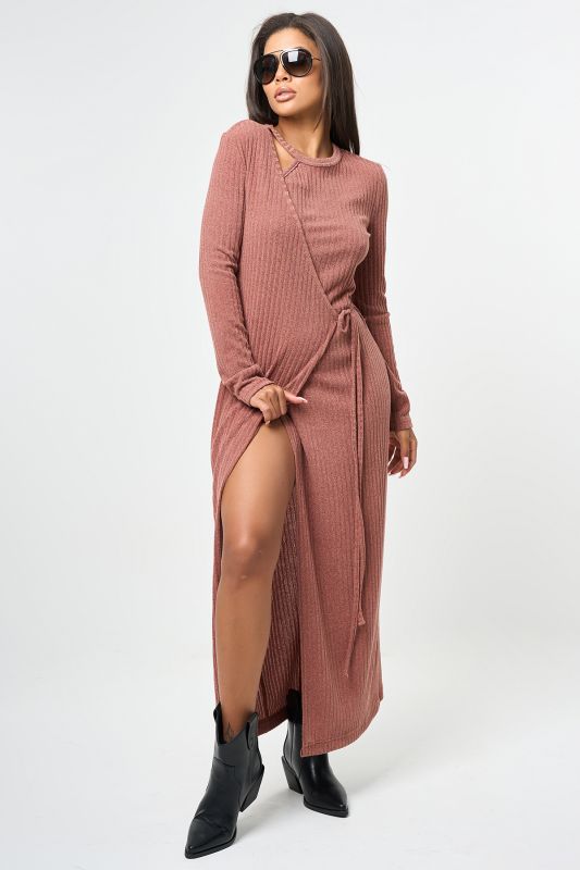 Terracotta knitted midi dress