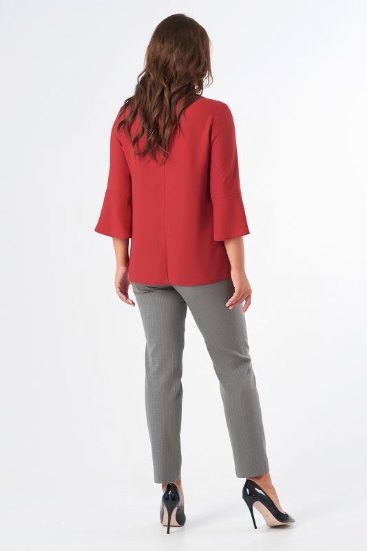 Large size straight office blouse in red