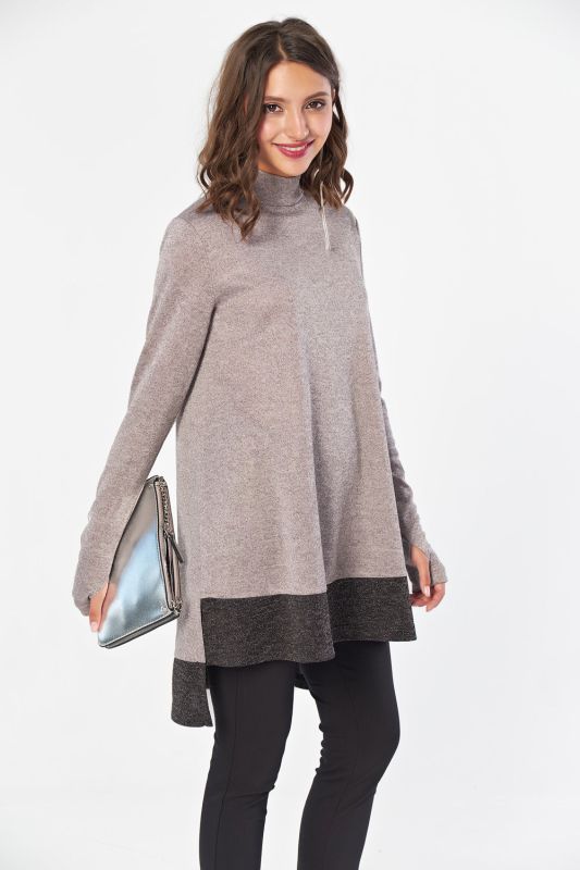 Free knitted tunic with lurex beige