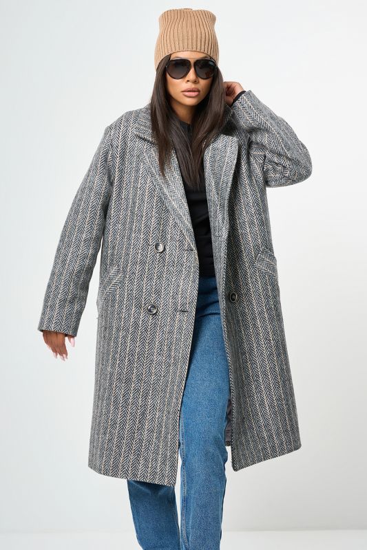 Coat semi-wool straight silhouette with insulated lining gray