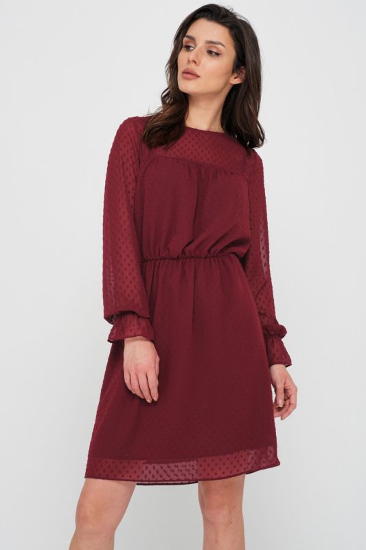 Long sleeve chiffon evening dress burgundy