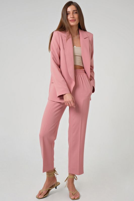 Classic summer suit with pants pink