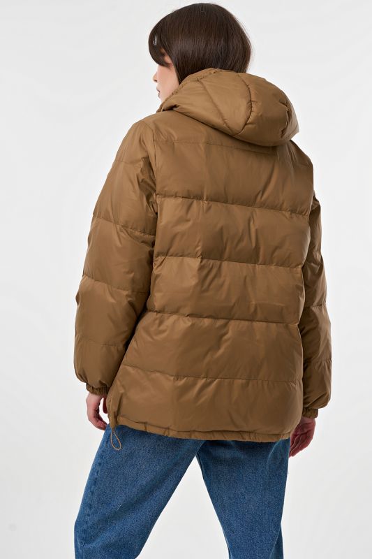 Beige straight silhouette down jacket