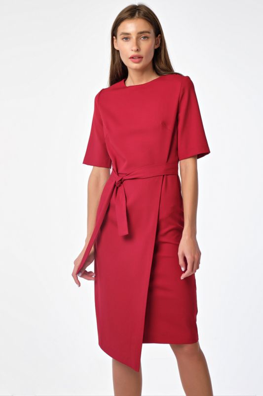 Short Sleeve Asymmetrical Casual Dress Red