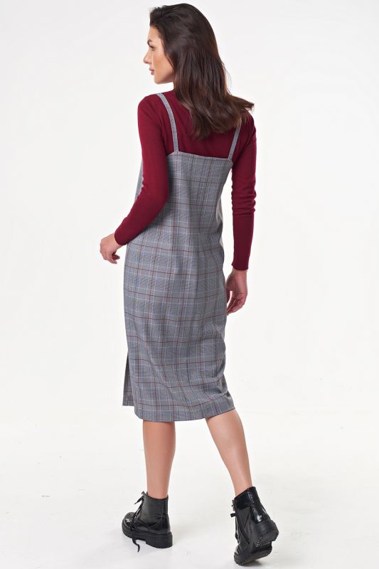 Long Long Sarefan with Slit on the leg in plaid Glencheck