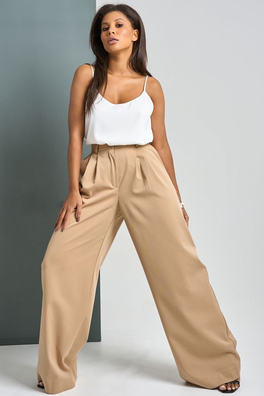 Beige palazzo pants with high waist