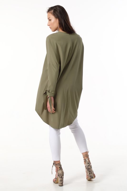 Long sleeve flared blouse with long sleeve khaki