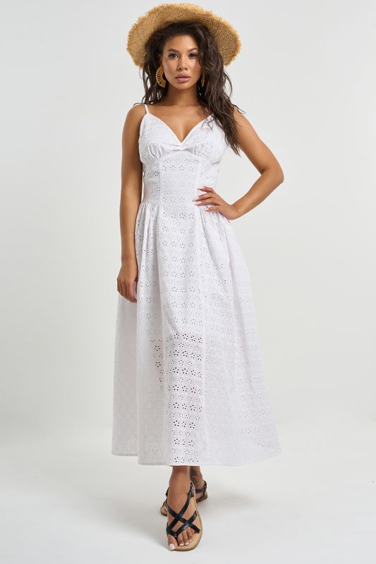 Summer sundress with imitation lace white