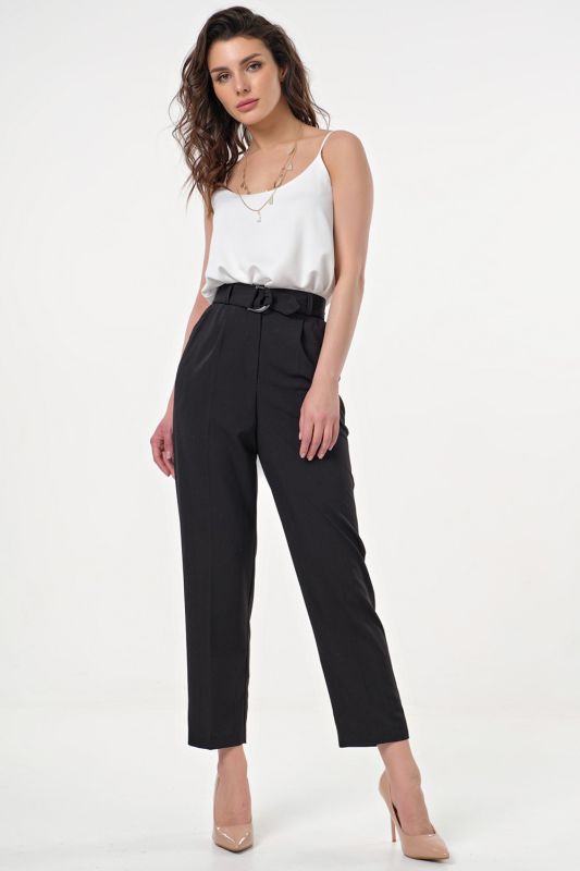 Black classic cropped straight pants