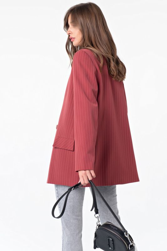 Double-breasted jacket without collar in striped dark red