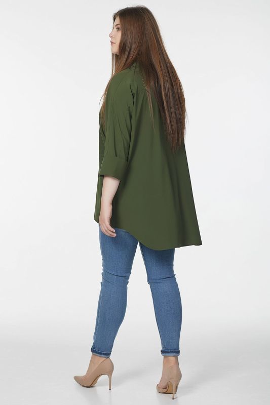 Oversize office blouse in large size green