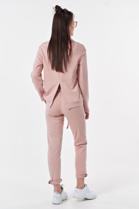 Cotton knitted suit with dusty rose pants