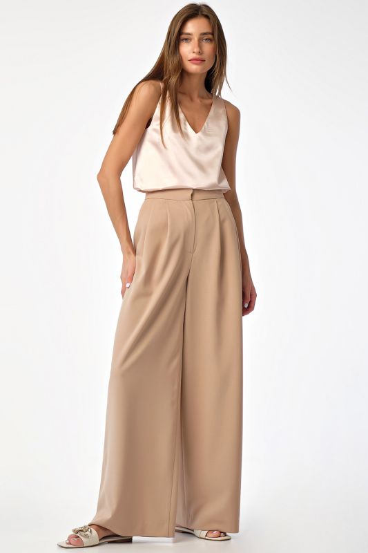 Palazzo pants with high waist beige